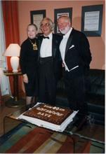 Dave with Iola and Russell Gloyd, celebrating Dave's 80th birthday.
